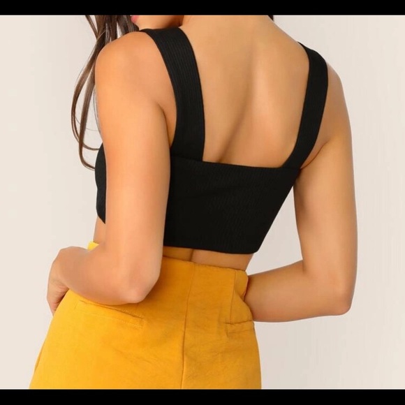 NWOT Thick strap rib- knit crop top - Picture 2 of 5